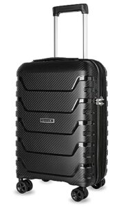 luggex carbon fiber pattern carry-on luggage 22x14x9 - impact-resistant pp material - high rebound toughness & anti-explosion zipper (black suitcase)…