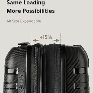 LUGGEX Carbon Fiber Pattern Carry-On Luggage 22x14x9 - Impact-Resistant PP Material - High Rebound Toughness & Anti-Explosion Zipper (Black Suitcase)…