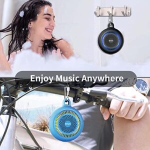 Bluetooth Shower Speaker Waterproof - Small Portable Bluetooth Speaker Wireless with Clip - Powerful Bass and Louder Volume - Colorful Lights and Lightweight with TWS Pairing - Black