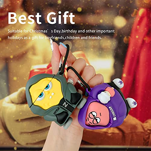Cute Cartoon Character Airpods Case for 2nd/1st, Anti-Fall Soft Silicone Airpods 1&2nd Generation , Funny Kawaii Fashion 3D Case for AirPods 1&2nd with Keychain (Yellow)