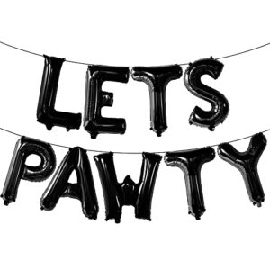 katchon, black lets pawty balloons - 16 inch | dog birthday party supplies, lets pawty banner for dog birthday decorations | lets pawty birthday decorations, puppy party balloon, dog party decorations
