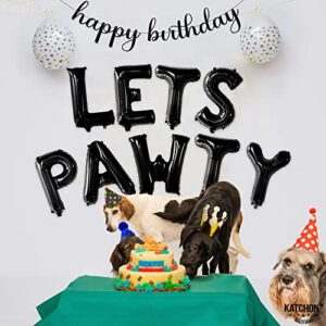 KatchOn, Black Lets Pawty Balloons - 16 Inch | Dog Birthday Party Supplies, Lets Pawty Banner for Dog Birthday Decorations | Lets Pawty Birthday Decorations, Puppy Party Balloon, Dog Party Decorations