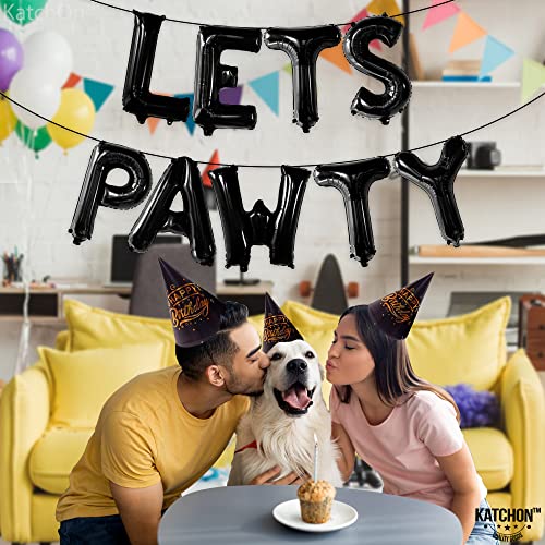 KatchOn, Black Lets Pawty Balloons - 16 Inch | Dog Birthday Party Supplies, Lets Pawty Banner for Dog Birthday Decorations | Lets Pawty Birthday Decorations, Puppy Party Balloon, Dog Party Decorations