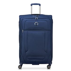 delsey paris helium dlx softside expandable luggage with spinner wheels, navy blue, checked-large 29 inch