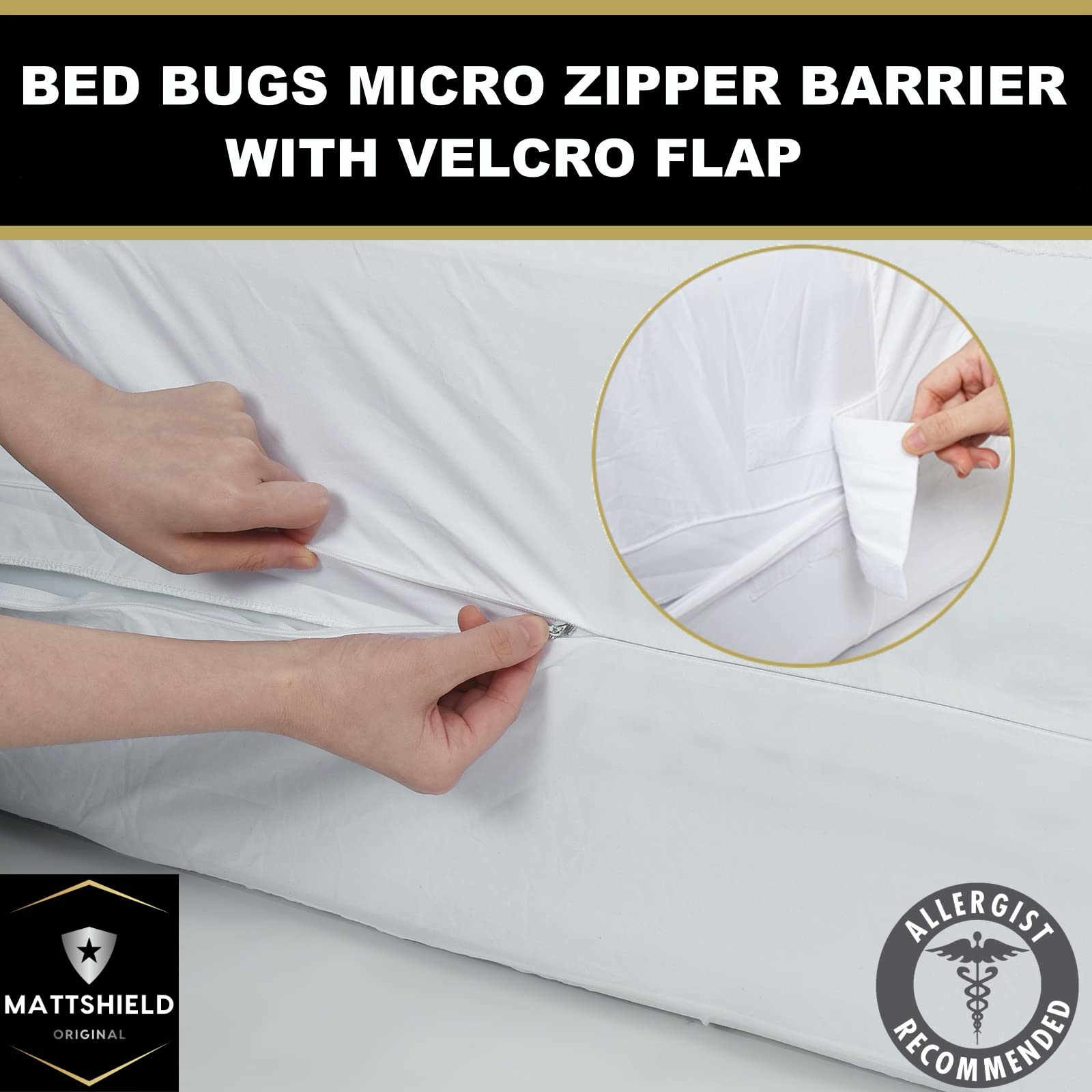 MATTSHIELD New Ultimate Bed Bug Defense 3-Piece Kit - California King Mattress Cover 100% Cotton + 2 Hypoallergenic Zippered Pillow Protectors - 6 Sides Waterproof Encasement