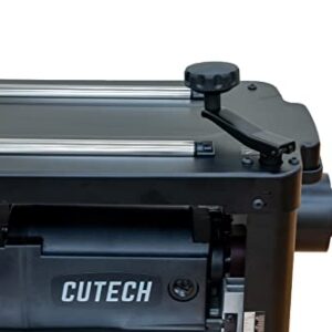 Cutech 40700H 12-1/2-Inch Spiral Cutterhead Benchtop Planer with 24 Tungsten Carbide Inserts, Single Speed Feed Rate, Snipe Minimizer, and Board Return Rollers