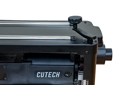 Cutech 40700H 12-1/2-Inch Spiral Cutterhead Benchtop Planer with 24 Tungsten Carbide Inserts, Single Speed Feed Rate, Snipe Minimizer, and Board Return Rollers