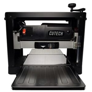 Cutech 40700H 12-1/2-Inch Spiral Cutterhead Benchtop Planer with 24 Tungsten Carbide Inserts, Single Speed Feed Rate, Snipe Minimizer, and Board Return Rollers