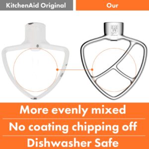 Flat Beater Replacement for KitchenAid 3.5 Qt. Tilt-Head Stand Mixers/Polished 18/8 Stainless Steel Accessories/No coating/Dishwasher Safe