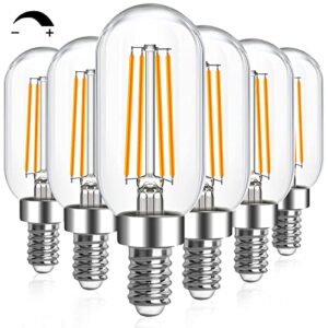 e12 led light bulb 6w dimmable 60w equivalent 6-pack, t6 t25 e12 candelabra bulb 600lm led filament bulbs 2700k warm white with clear glass for chandeliers, ceiling fan,pendant,wall sconce,cri 95+