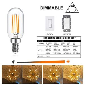 E12 LED Light Bulb 6W Dimmable 60W Equivalent 6-Pack, T6 T25 E12 Candelabra Bulb 600LM LED Filament Bulbs 2700K Warm White with Clear Glass for Chandeliers, Ceiling Fan,Pendant,Wall Sconce,CRI 95+