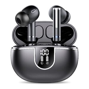 wireless earbuds bluetooth headphones, bluetooth 5.3 earbuds hifi stereo with 4 enc mic call, 2023 new 40hrs ear buds with led display, ip7 waterproof in ear earphones for work/home/office (black)