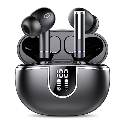 Wireless Earbuds Bluetooth Headphones, Bluetooth 5.3 Earbuds HiFi Stereo with 4 ENC Mic Call, 2023 New 40Hrs Ear Buds with LED Display, IP7 Waterproof in Ear Earphones for Work/Home/Office (Black)