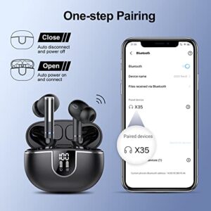 Wireless Earbuds Bluetooth Headphones, Bluetooth 5.3 Earbuds HiFi Stereo with 4 ENC Mic Call, 2023 New 40Hrs Ear Buds with LED Display, IP7 Waterproof in Ear Earphones for Work/Home/Office (Black)