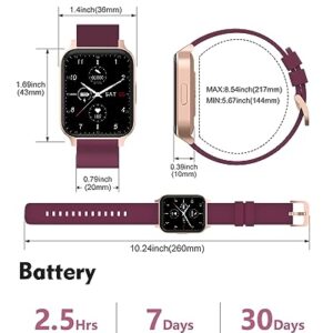 Cloudpoem Smart Watches for Women Men IP68 Waterproof, Smartwatch Compatible with iPhone Android Phones, Reloj para Mujer Hombre Fitness Tracker with Heart Rate Monitor Call/Message Notice Purple