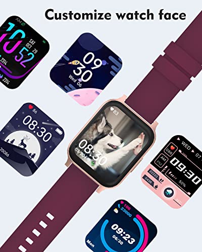 Cloudpoem Smart Watches for Women Men IP68 Waterproof, Smartwatch Compatible with iPhone Android Phones, Reloj para Mujer Hombre Fitness Tracker with Heart Rate Monitor Call/Message Notice Purple