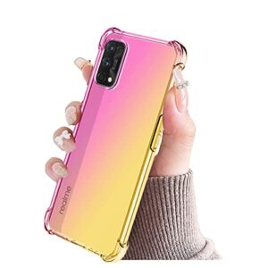 KOARWVC Case for Realme 7 Pro Case RMX2170 Case, Crystal Clear Case Gradient Slim Anti Scratch TPU Shockproof Protective Phone Cases Cover for Realme 7 Pro (Pink/Gold)