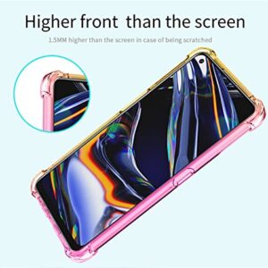 KOARWVC Case for Realme 7 Pro Case RMX2170 Case, Crystal Clear Case Gradient Slim Anti Scratch TPU Shockproof Protective Phone Cases Cover for Realme 7 Pro (Pink/Gold)