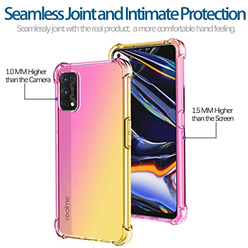 KOARWVC Case for Realme 7 Pro Case RMX2170 Case, Crystal Clear Case Gradient Slim Anti Scratch TPU Shockproof Protective Phone Cases Cover for Realme 7 Pro (Pink/Gold)