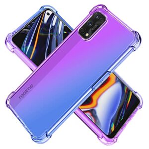 koarwvc case for realme 7 pro case rmx2170 case, crystal clear case gradient slim anti scratch tpu shockproof protective phone cases cover for realme 7 pro (purple/blue)