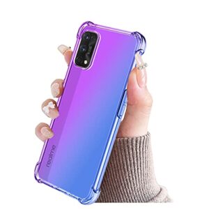 KOARWVC Case for Realme 7 Pro Case RMX2170 Case, Crystal Clear Case Gradient Slim Anti Scratch TPU Shockproof Protective Phone Cases Cover for Realme 7 Pro (Purple/Blue)