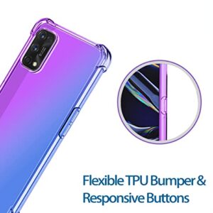 KOARWVC Case for Realme 7 Pro Case RMX2170 Case, Crystal Clear Case Gradient Slim Anti Scratch TPU Shockproof Protective Phone Cases Cover for Realme 7 Pro (Purple/Blue)