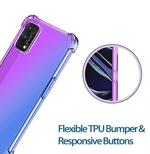 KOARWVC Case for Realme 7 Pro Case RMX2170 Case, Crystal Clear Case Gradient Slim Anti Scratch TPU Shockproof Protective Phone Cases Cover for Realme 7 Pro (Purple/Blue)