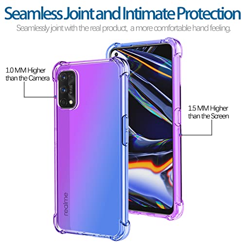 KOARWVC Case for Realme 7 Pro Case RMX2170 Case, Crystal Clear Case Gradient Slim Anti Scratch TPU Shockproof Protective Phone Cases Cover for Realme 7 Pro (Purple/Blue)