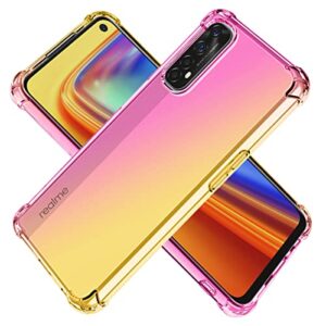 koarwvc case for realme 7 4g/realme narzo 20 pro case, crystal clear case gradient slim anti scratch tpu shockproof protective phone cases cover for realme 7 4g (pink/gold)