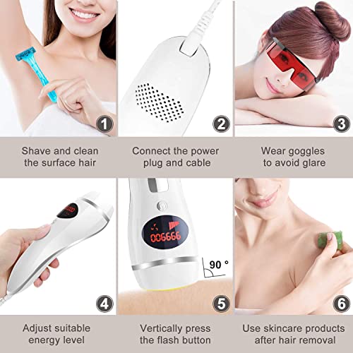 Laser Hair Removal Device for Women and Men, Upgraded to 999,900 Flashes IPL Hair Removal,Permanently Reduces Body and Facial Hair Regrowth