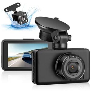 dash cam front and rear with wifi, 1080p fhd dash camera for cars, dual dashcam with 3 inch display, super night vision, 170° wide angle, g-sensor, loop recording, parking monitor, support 128gb max