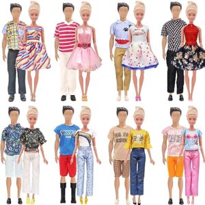 18 pcs doll clothes and accessories for ken and 11.5 inch dolls include 5 boy outfits 5 girl outfits 3 pair of boy shoes 3 pair of girl shoes 2 glasses for 12 inch boy and gril in ramdon
