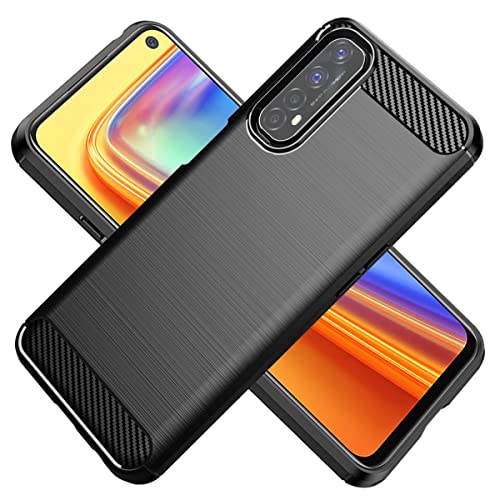 KOARWVC Phone Case for Realme 7 4G/Realme Narzo 20 Pro Case Carbon Fiber Shockproof Rugged Shield Anti-Scratch Soft TPU Back Cover Protective Cases for Realme 7 4G (Black)