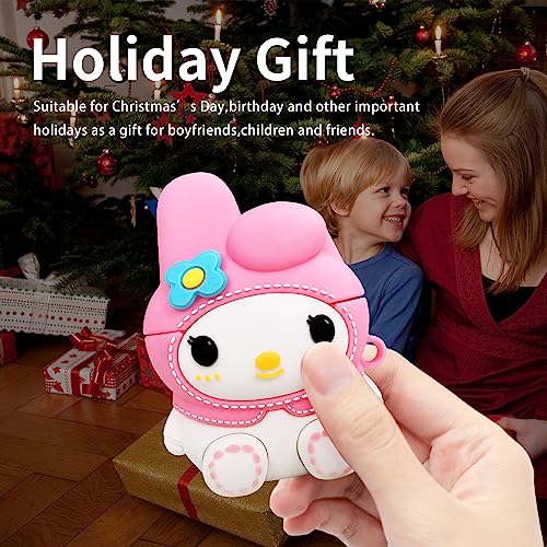 Cute Airpods 2nd Generation Case Cover, Soft Silicone Pink Kawaii Airpods Case for 2nd/1st, Funny Aesthetic Cool 3D Case Cute for AirPods 1&2nd with Lanyard Keychain (Pink)