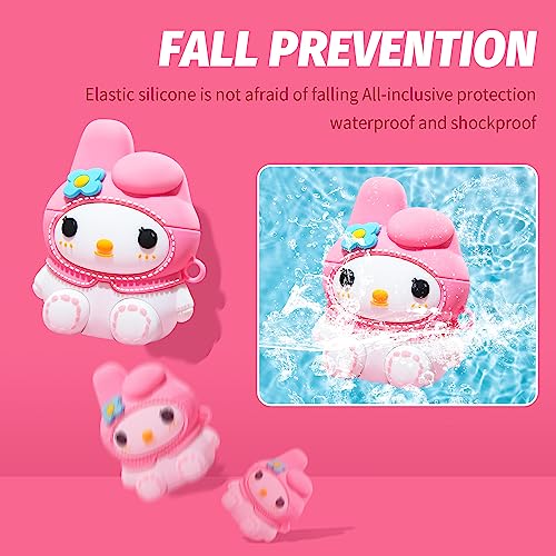 Cute Airpods 2nd Generation Case Cover, Soft Silicone Pink Kawaii Airpods Case for 2nd/1st, Funny Aesthetic Cool 3D Case Cute for AirPods 1&2nd with Lanyard Keychain (Pink)