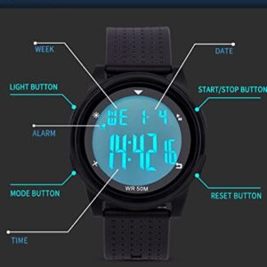 HOK Digital Sport Watch with Stopwatch Alarm Calendar, Waterproof,LED Back Light,Ultra-Thin Wrist Watch for Man and Woman