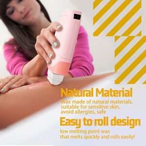 Waxfans roll on wax warmer,Easy to Use, roll on wax kit for hair removal,Suitable for Beginners Waxing at Home, wax roller Long-Lasting Hair Removal Effect Enjoy Sexy Skin,Great Gift wax roller kit，ce