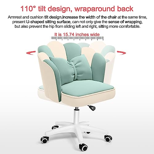 Office Chair Cute Petal Desk Chair, Modern Fabric Home Butterfly Chairs Height Adjustable Makeup Computer