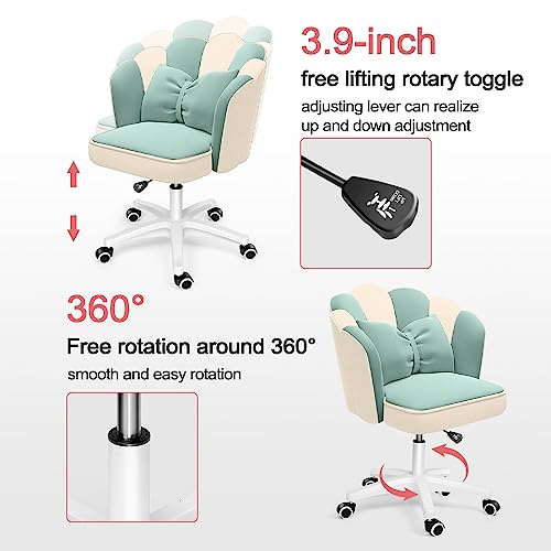 Office Chair Cute Petal Desk Chair, Modern Fabric Home Butterfly Chairs Height Adjustable Makeup Computer