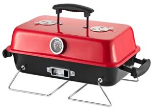 portable charcoal grill, tabletop outdoor barbecue smoker, small bbq grill for outdoor cooking backyard camping picnics beach by dnkmor red