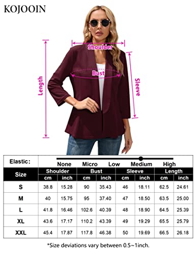 KOJOOIN 3/4 Sleeve Blazers for Women Business Casual Blazers for Work Lightweight Blazers Suit Jackets Grape Purple XL