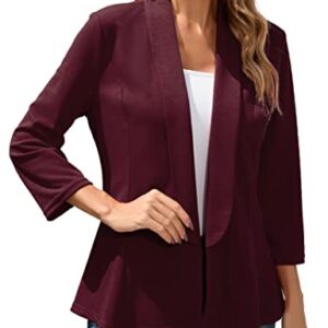 KOJOOIN 3/4 Sleeve Blazers for Women Business Casual Blazers for Work Lightweight Blazers Suit Jackets Grape Purple XL