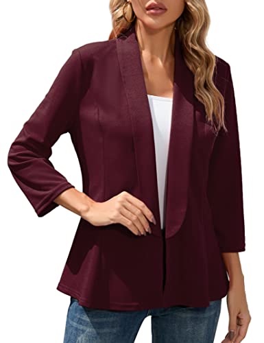 KOJOOIN 3/4 Sleeve Blazers for Women Business Casual Blazers for Work Lightweight Blazers Suit Jackets Grape Purple XL