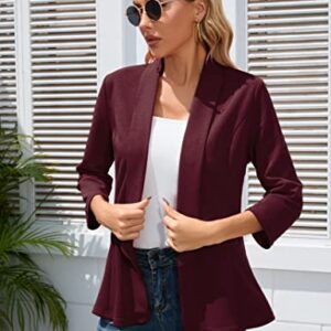 KOJOOIN 3/4 Sleeve Blazers for Women Business Casual Blazers for Work Lightweight Blazers Suit Jackets Grape Purple XL