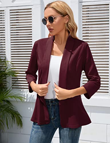 KOJOOIN 3/4 Sleeve Blazers for Women Business Casual Blazers for Work Lightweight Blazers Suit Jackets Grape Purple XL