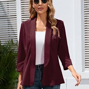 KOJOOIN 3/4 Sleeve Blazers for Women Business Casual Blazers for Work Lightweight Blazers Suit Jackets Grape Purple XL