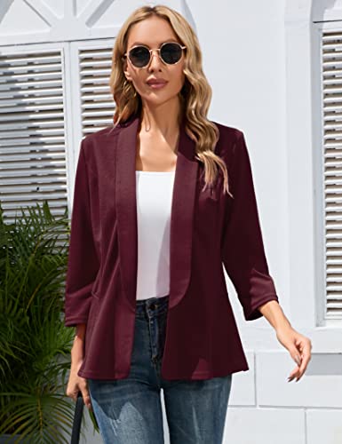 KOJOOIN 3/4 Sleeve Blazers for Women Business Casual Blazers for Work Lightweight Blazers Suit Jackets Grape Purple XL