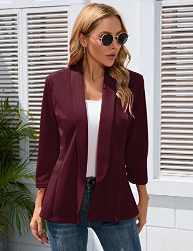 KOJOOIN 3/4 Sleeve Blazers for Women Business Casual Blazers for Work Lightweight Blazers Suit Jackets Grape Purple XL