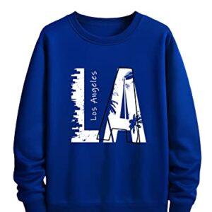 SOLY HUX Men's Graphic Crewneck Sweatshirts Letter Print Long Sleeve Pullover Casual Vintage Tops Royal Blue Letter L