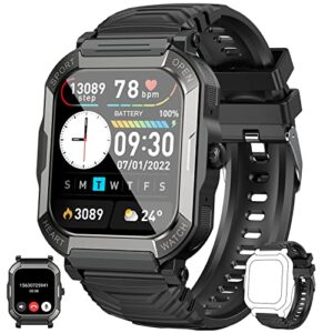 rlaineox smart watch for men fitness tracker: (make/answer call) bluetooth military smartwatch for android phones iphone waterproof outdoor tactical digital sport run watches blood heart rate monitor